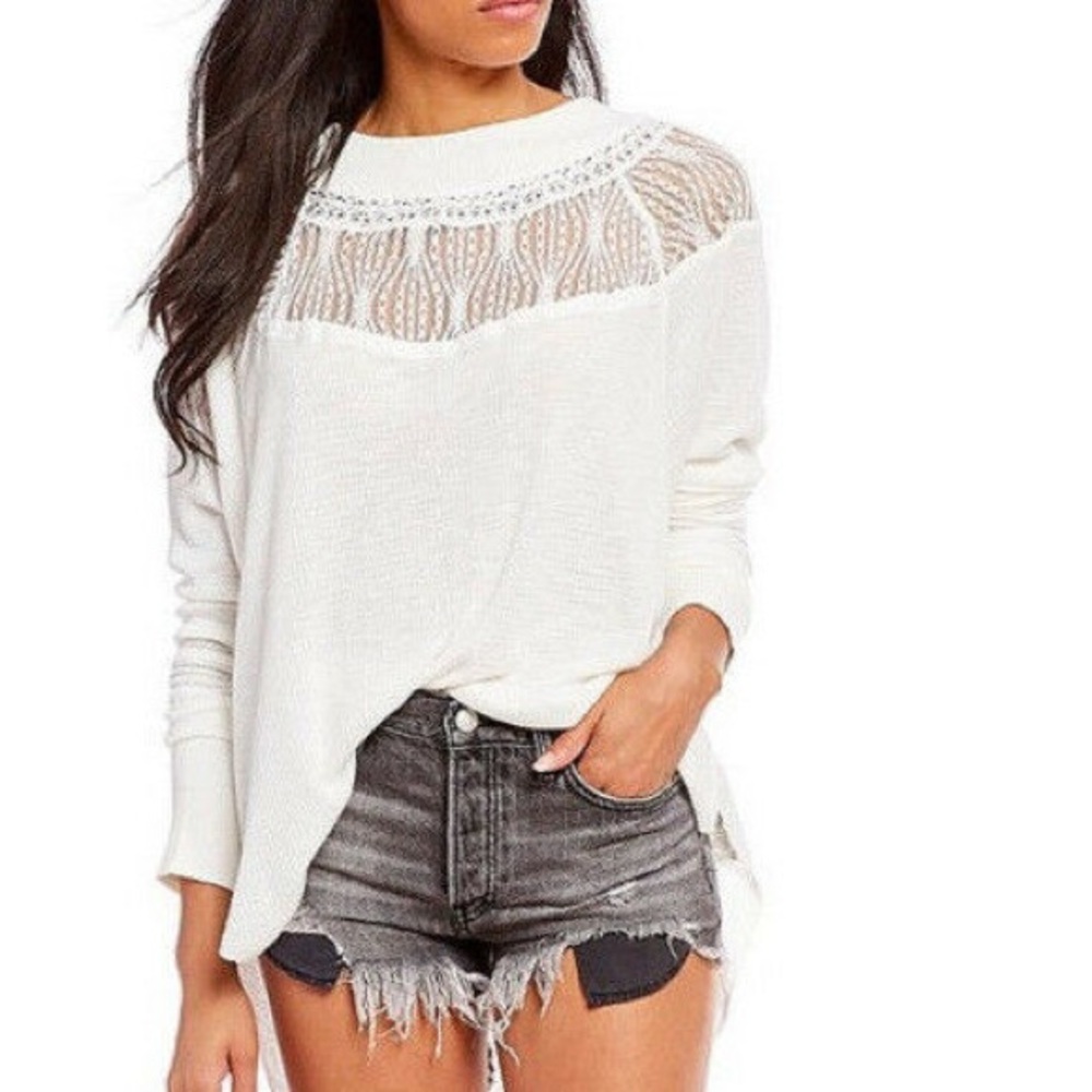 Free People Subtly Sexy Lace Thermal Long Sleeve